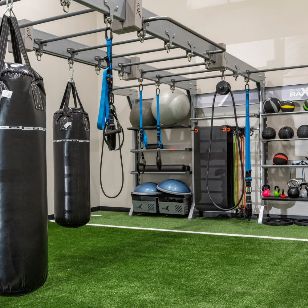 Fitness center with punching bags at Solis At Winter Park in Winter Park, Florida