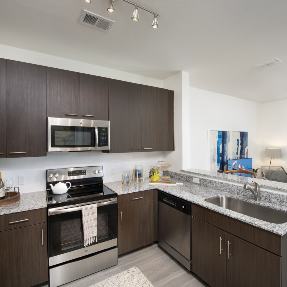 Modern kitchen at Alcove Apartments in Orlando, Florida