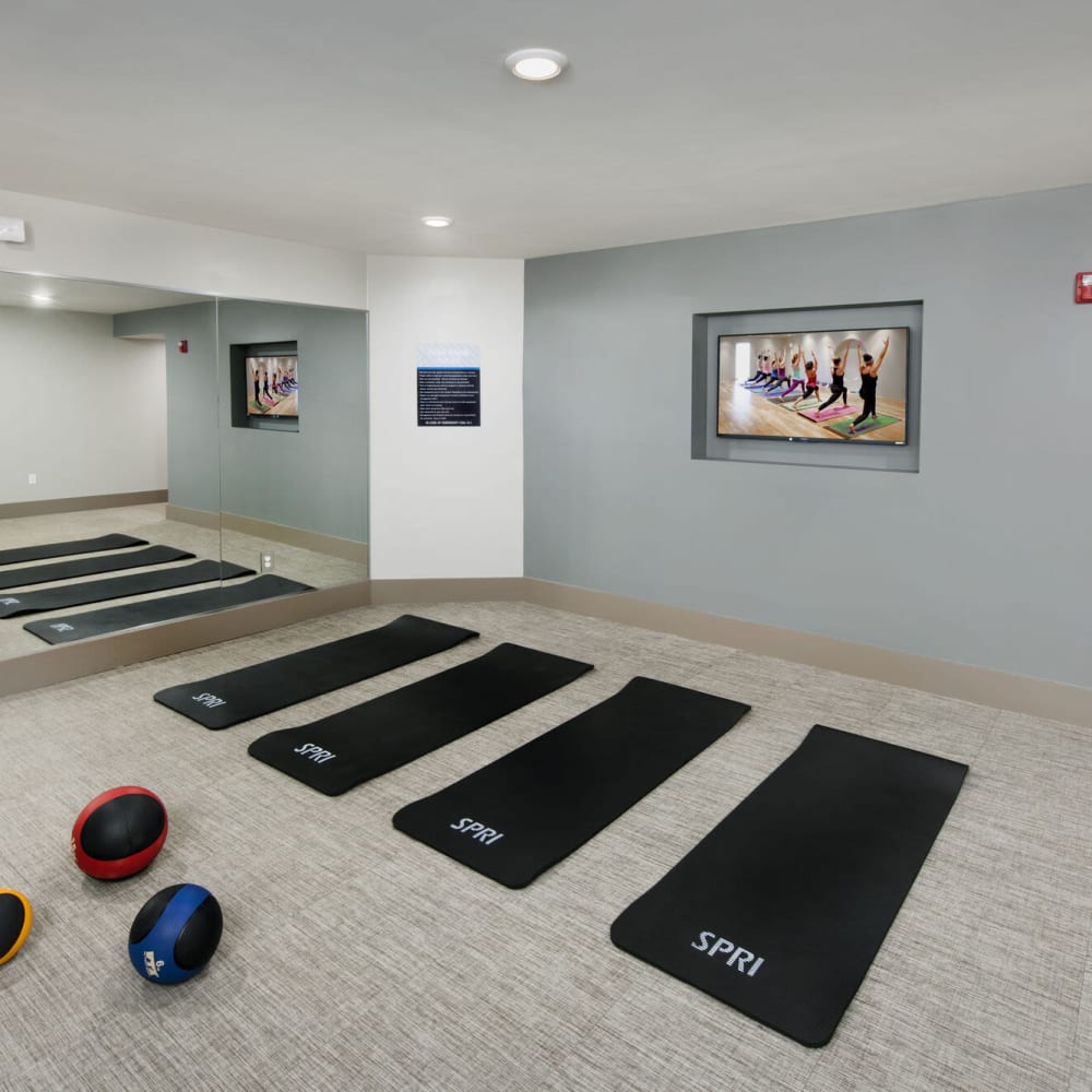 Yoga room at Alcove Apartments in Orlando, Florida