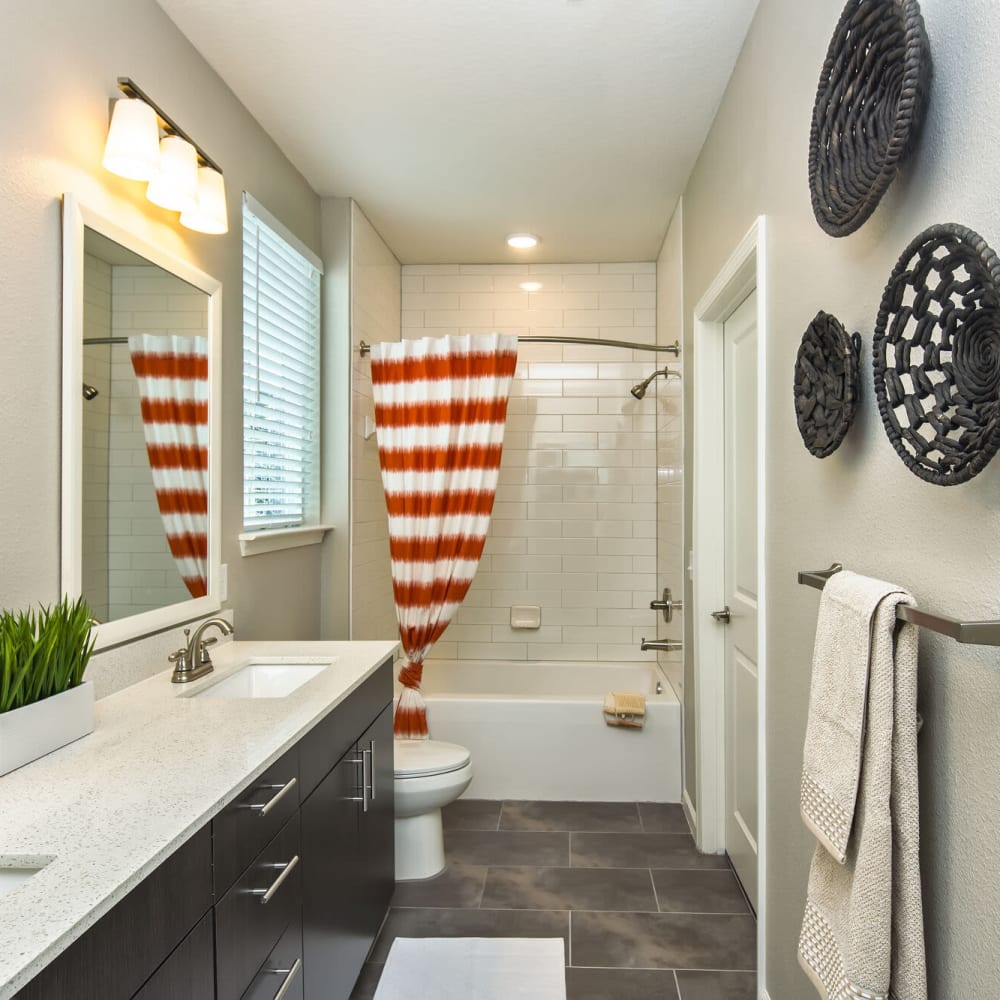 Large bathroom with lots of counter space at Audubon Park Apartments in Orlando, Florida