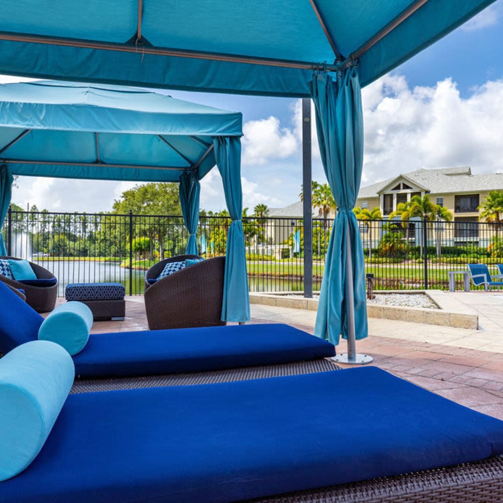 Pool side cabanas at Arbors at Carrollwood in Tampa, Florida