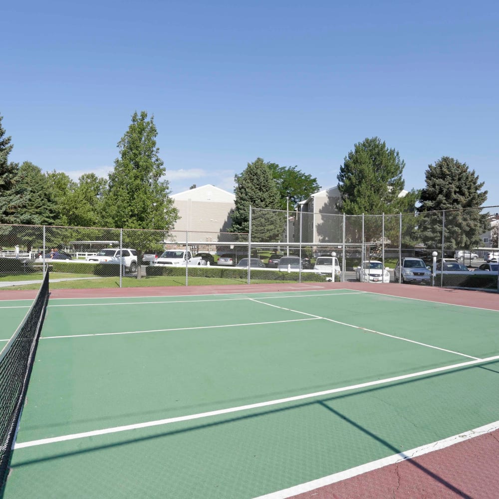 A tennis court at Mark Twain Apartments in Salt Lake City, Utah