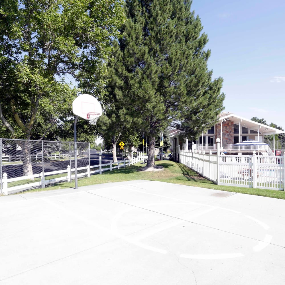 A community basketball court at Mark Twain Apartments in Salt Lake City, Utah