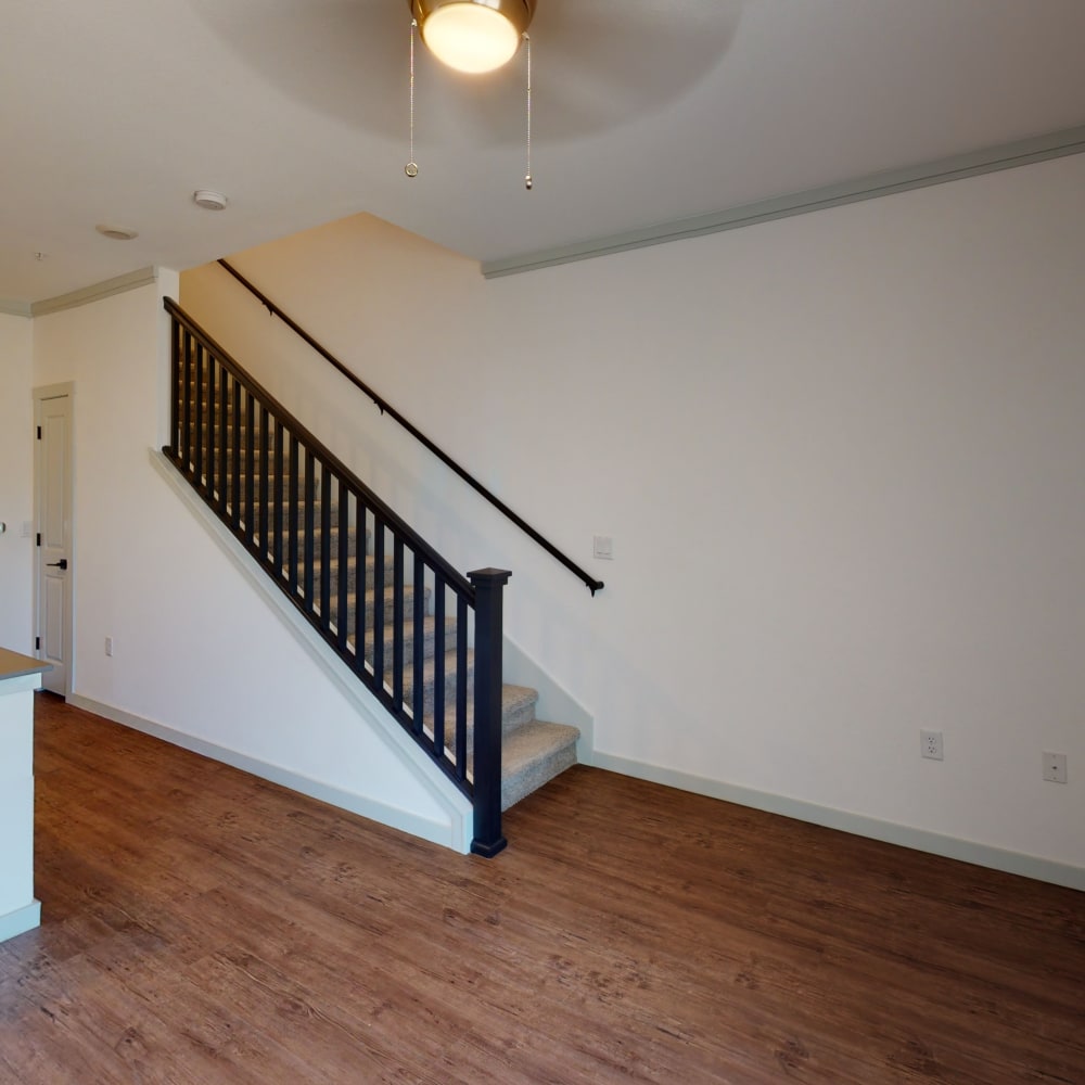Staircase in an apartment at The Prospector Modern Apartments in Castle Rock, Colorado