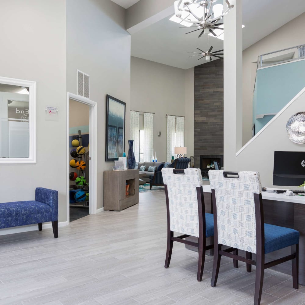 Beautiful clubhouse features and details at WestEnd Apartments in Tampa, Florida