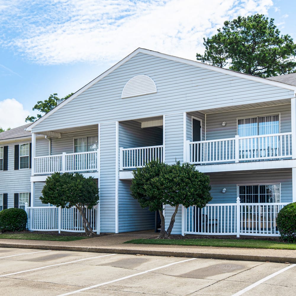 Exterior of our units with private decks and patios at Bradford Place Apartments in Byram, Mississippi