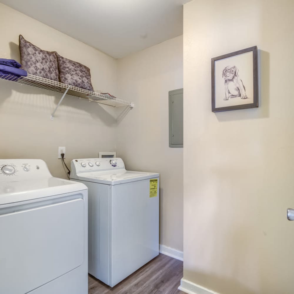 A full-sized washer and dryer in an apartment at Spring Lake in Byram, Mississippi