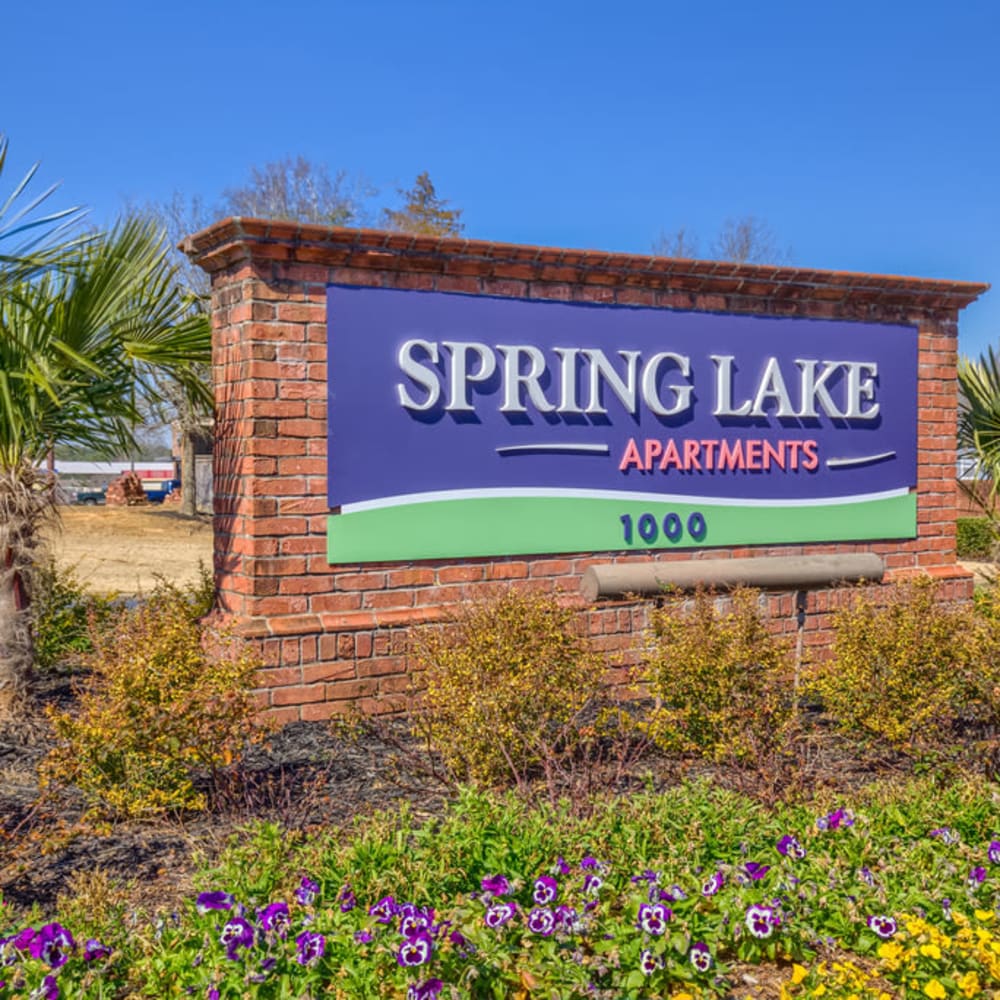 The main sign in front of Spring Lake in Byram, Mississippi