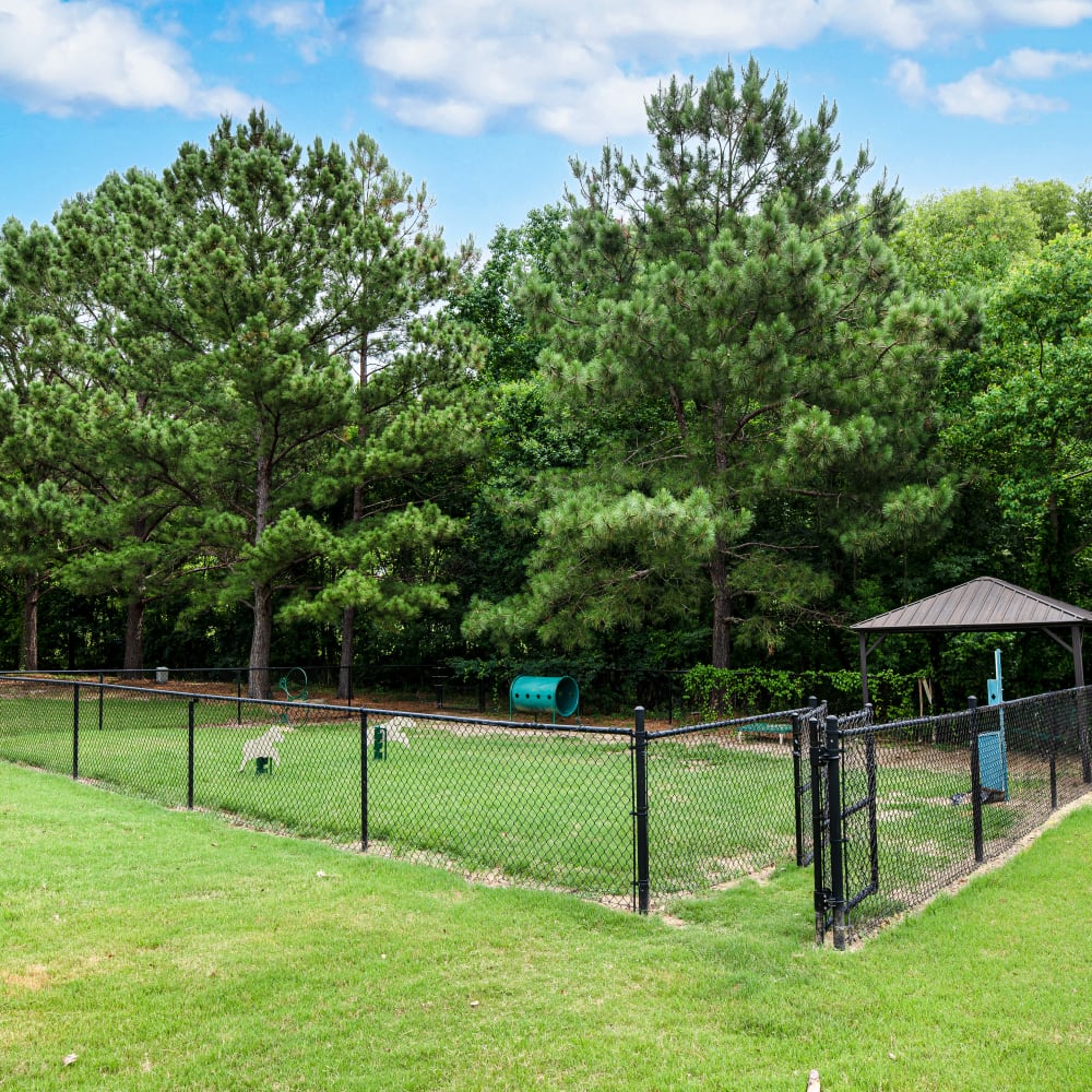 A gated dog park at Windsor Lake in Brandon, Mississippi