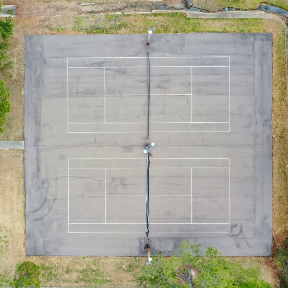 An aerial view of the tennis courts at Northbrook & Pinebrook in Ridgeland, Mississippi