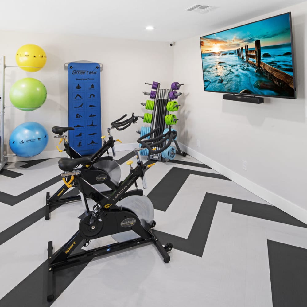 Equipment for residents to work out at The Quinn in Las Vegas, Nevada