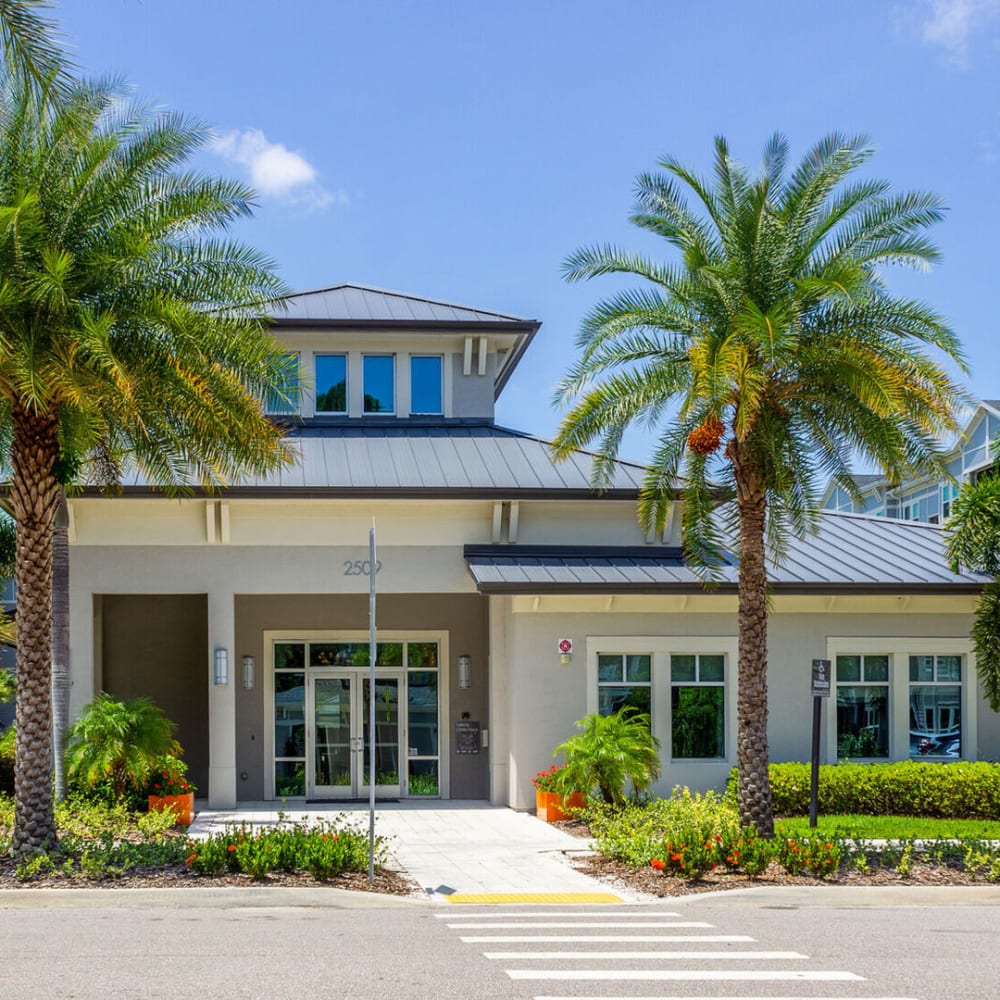 External view of the clubhouse at Venue Live Oak in Sarasota, Florida