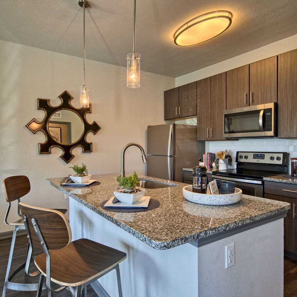Kitchen with an island at Venue Live Oak in Sarasota, Florida