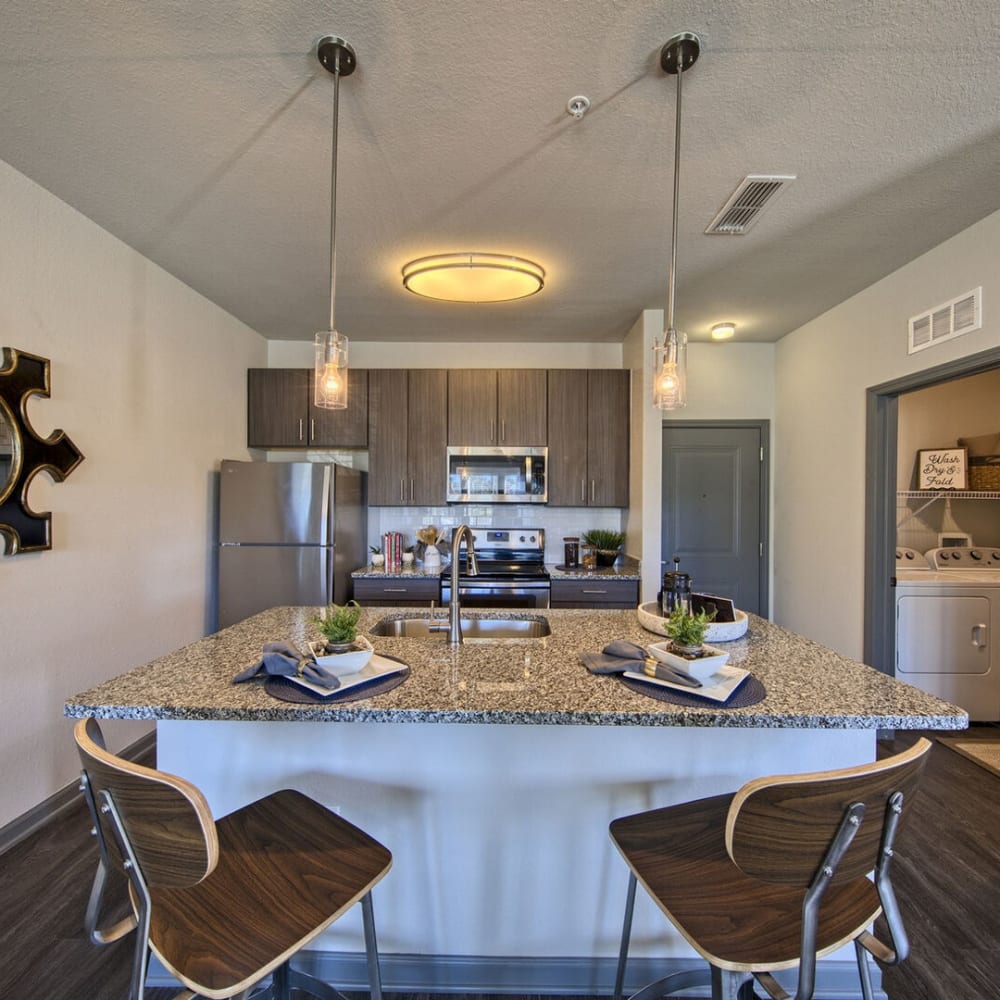 Kitchen with stainless-steel appliances at Venue Live Oak in Sarasota, Florida
