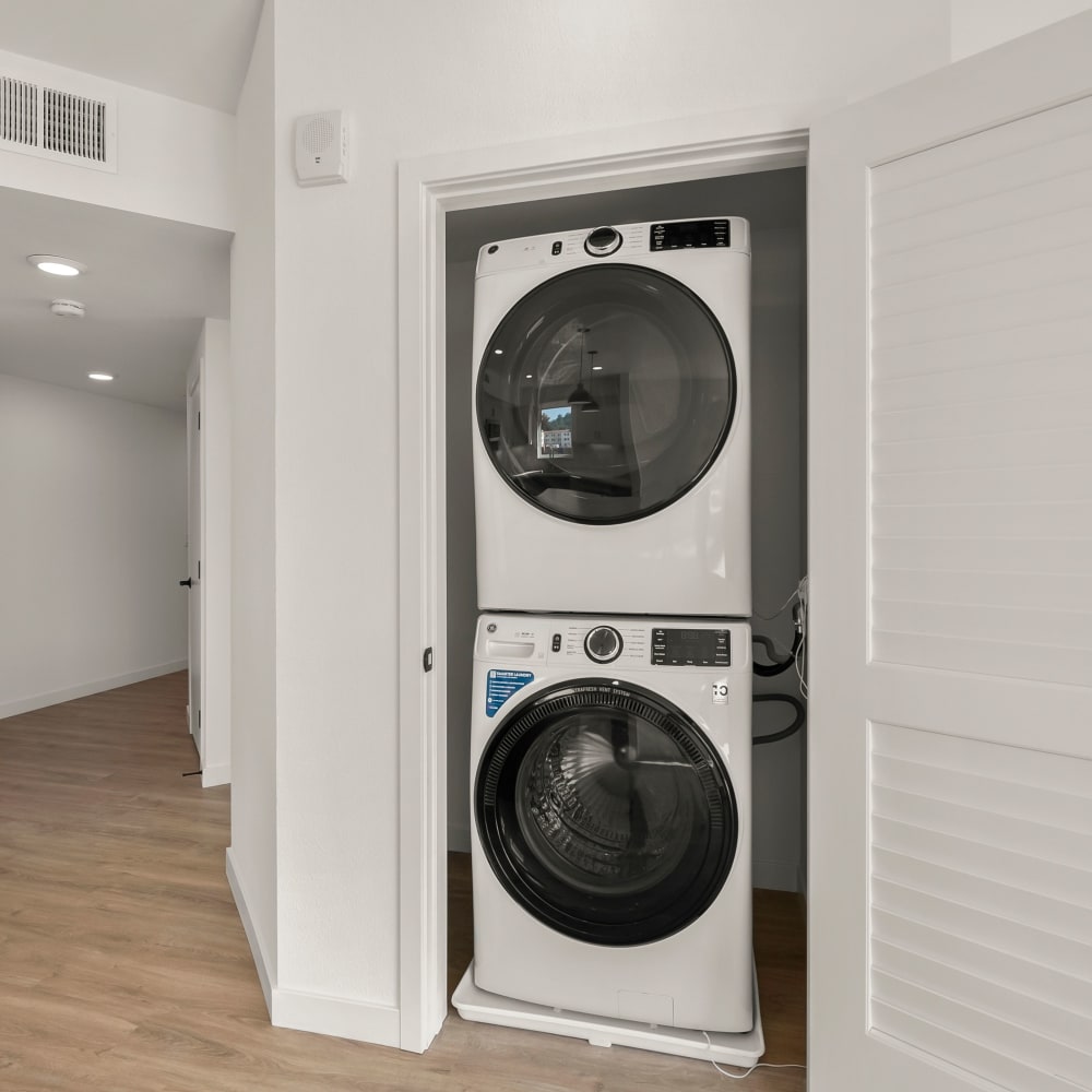 In apartment washer and dryer unit at Artisan Crossing in Belmont, California