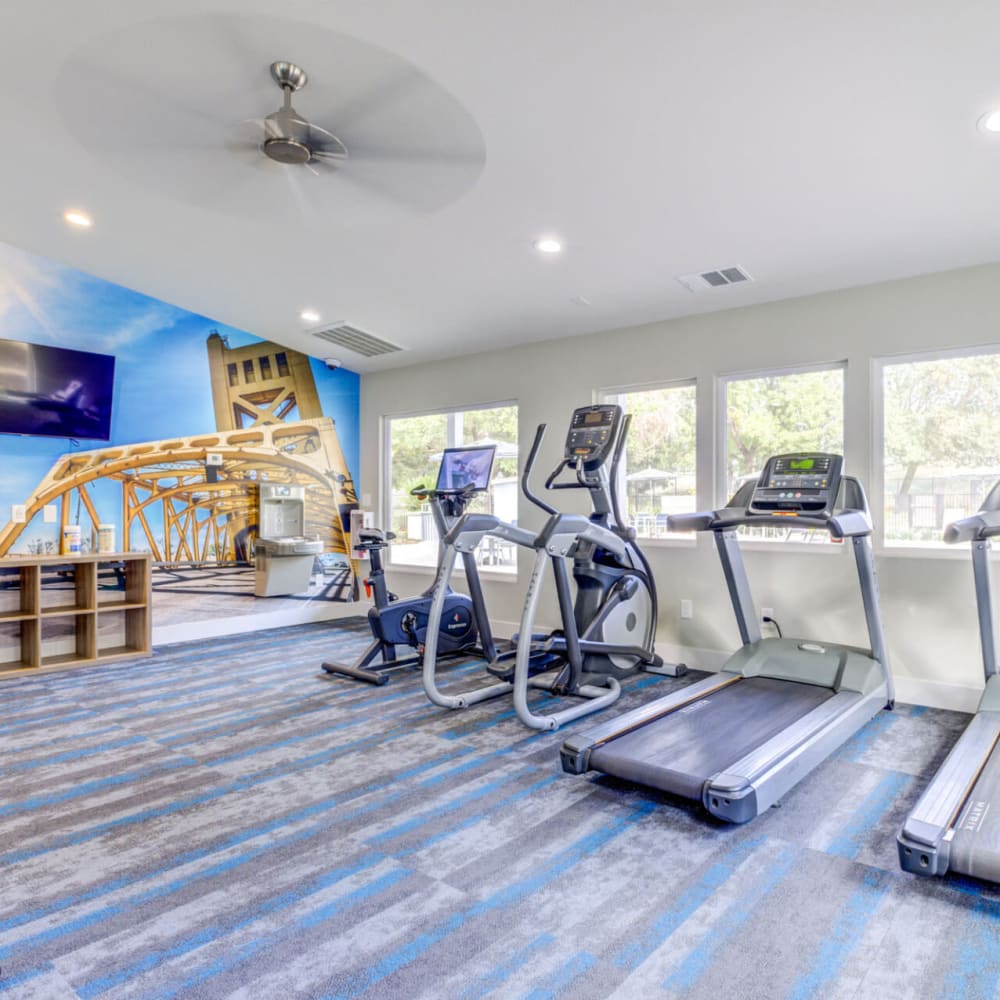 Fitness center at Sixty58 Townhomes in Sacramento, California