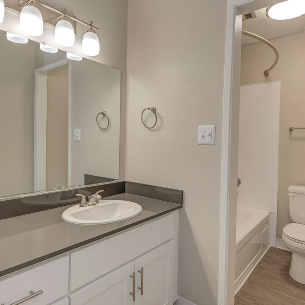 Bathroom with great lighting at Waverly Flats in Sacramento, California