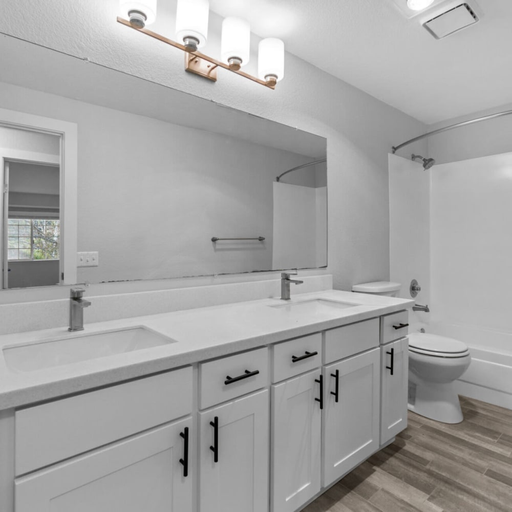 Bathroom with great counter space at Ridgegate in Kent, Washington