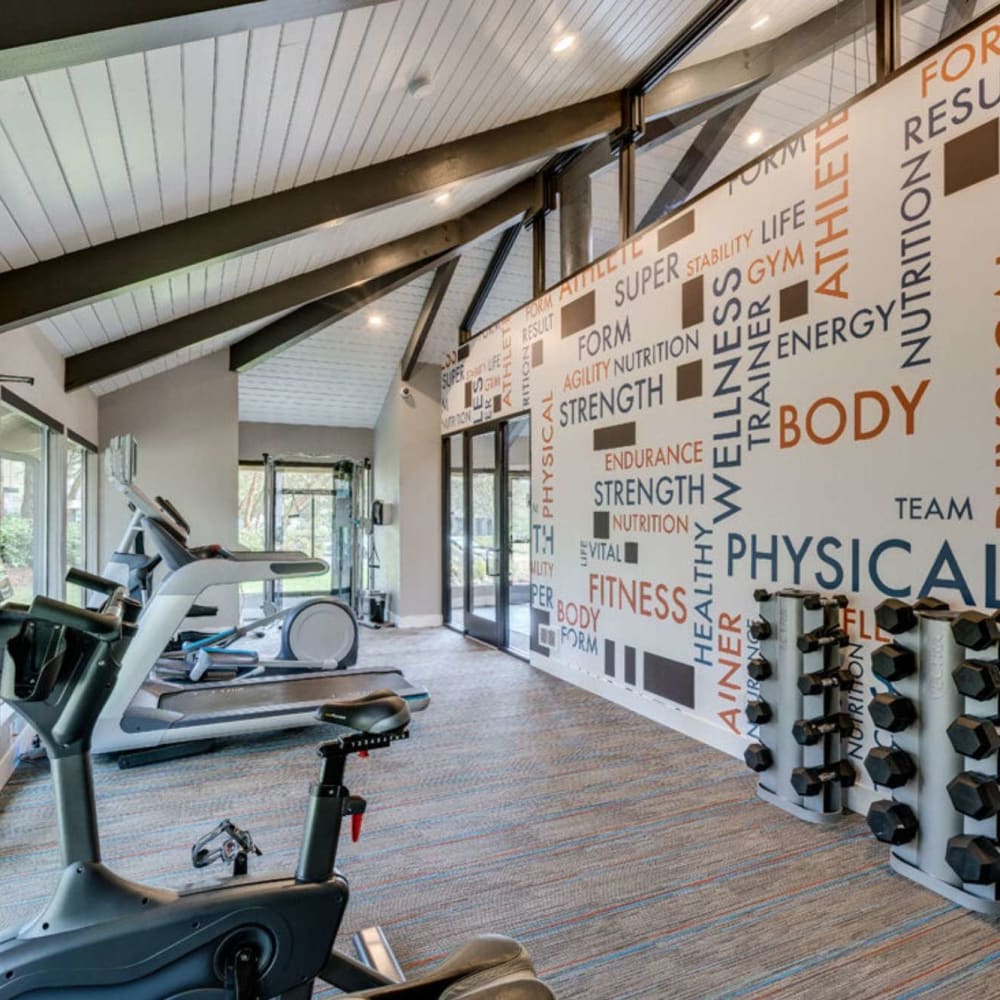Fitness center with free weights at The Commons in Federal Way, Washington