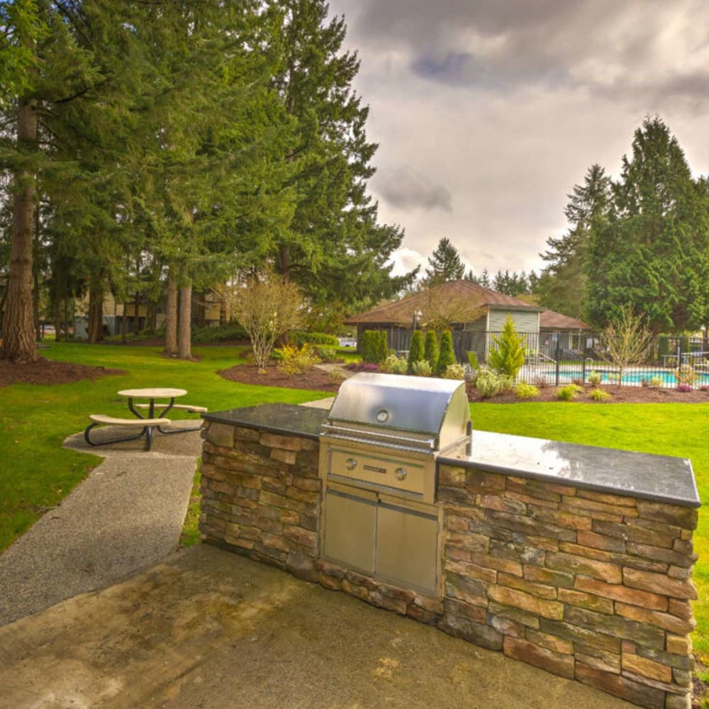 Grilling stations at The Commons in Federal Way, Washington