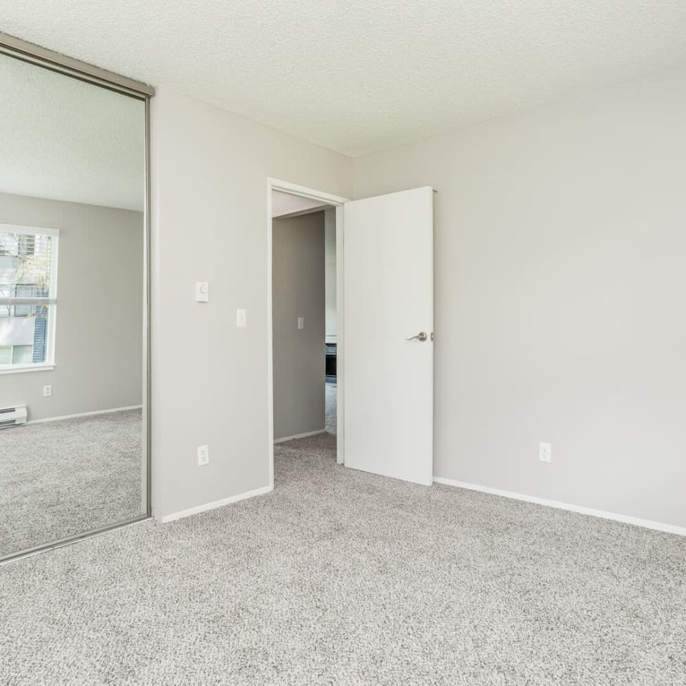 Living space with plush carpeting at Constellation in Renton, Washington