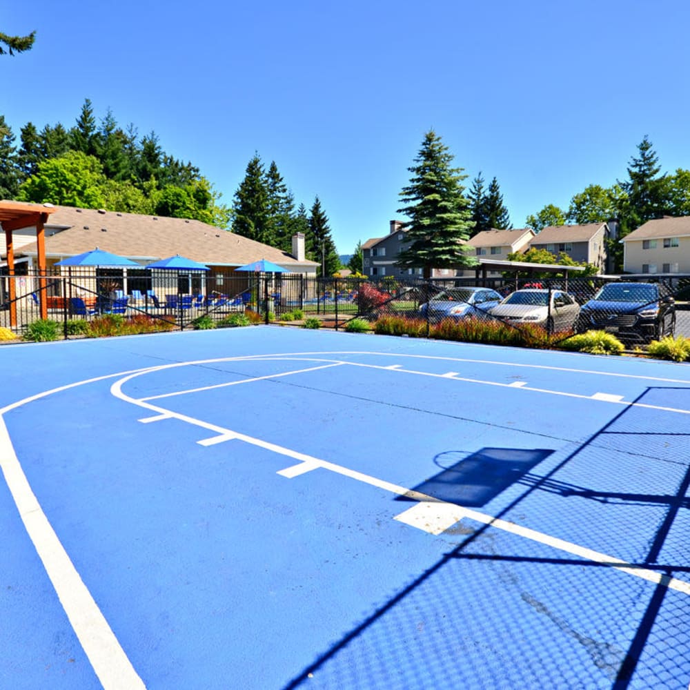 Outdoor basketball courts at The Windsor in Renton, Washington