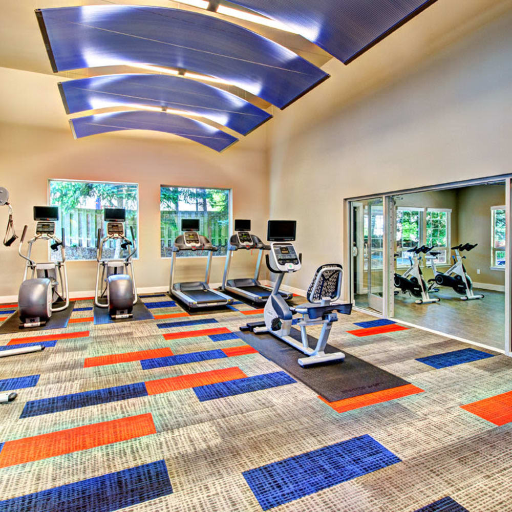 Large fitness center at The Windsor in Renton, Washington