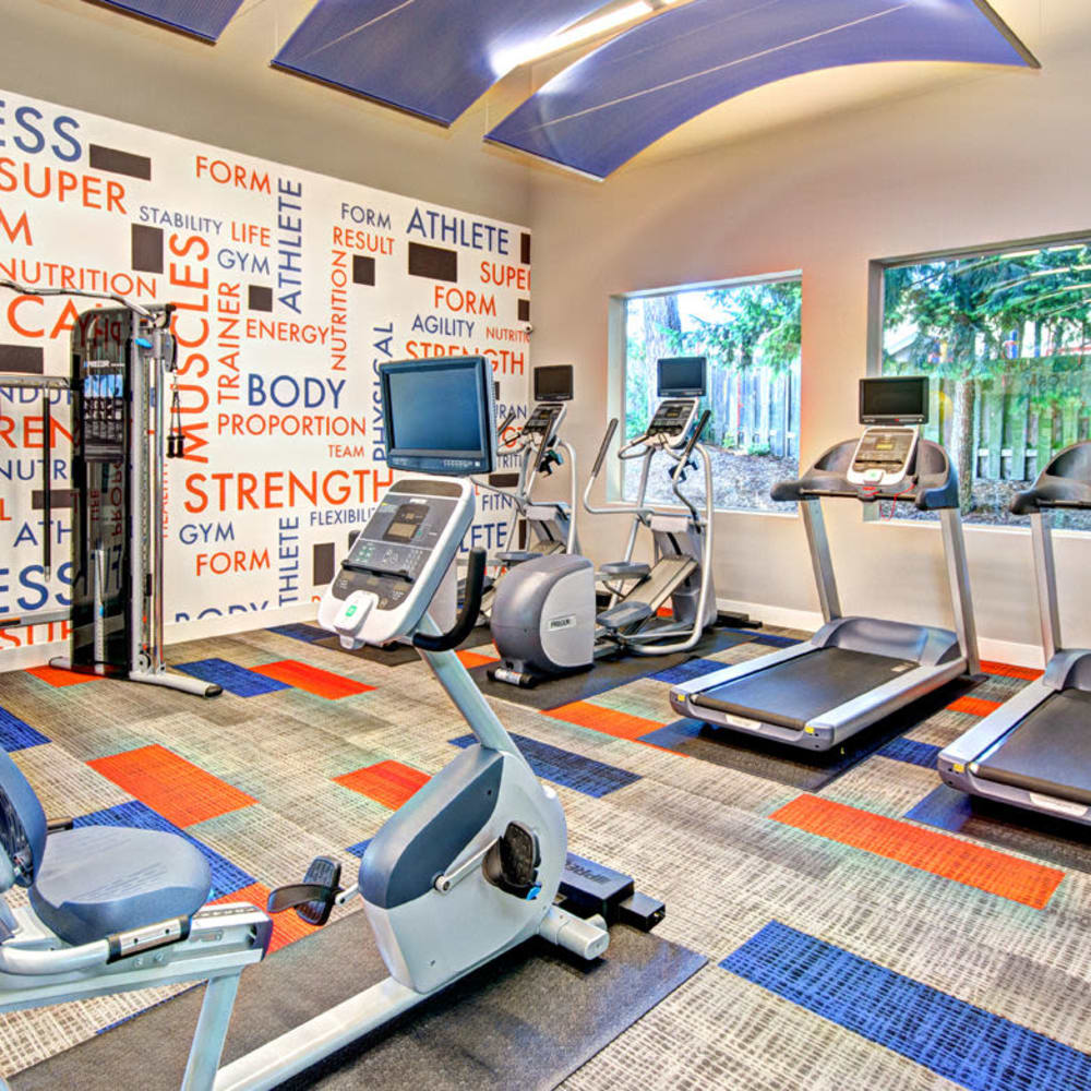 Fitness center with treadmills at The Windsor in Renton, Washington