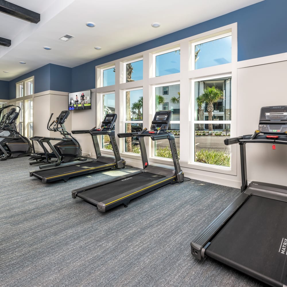 Treadmills in our fitness center at Novo Kendall Town in Jacksonville, Florida