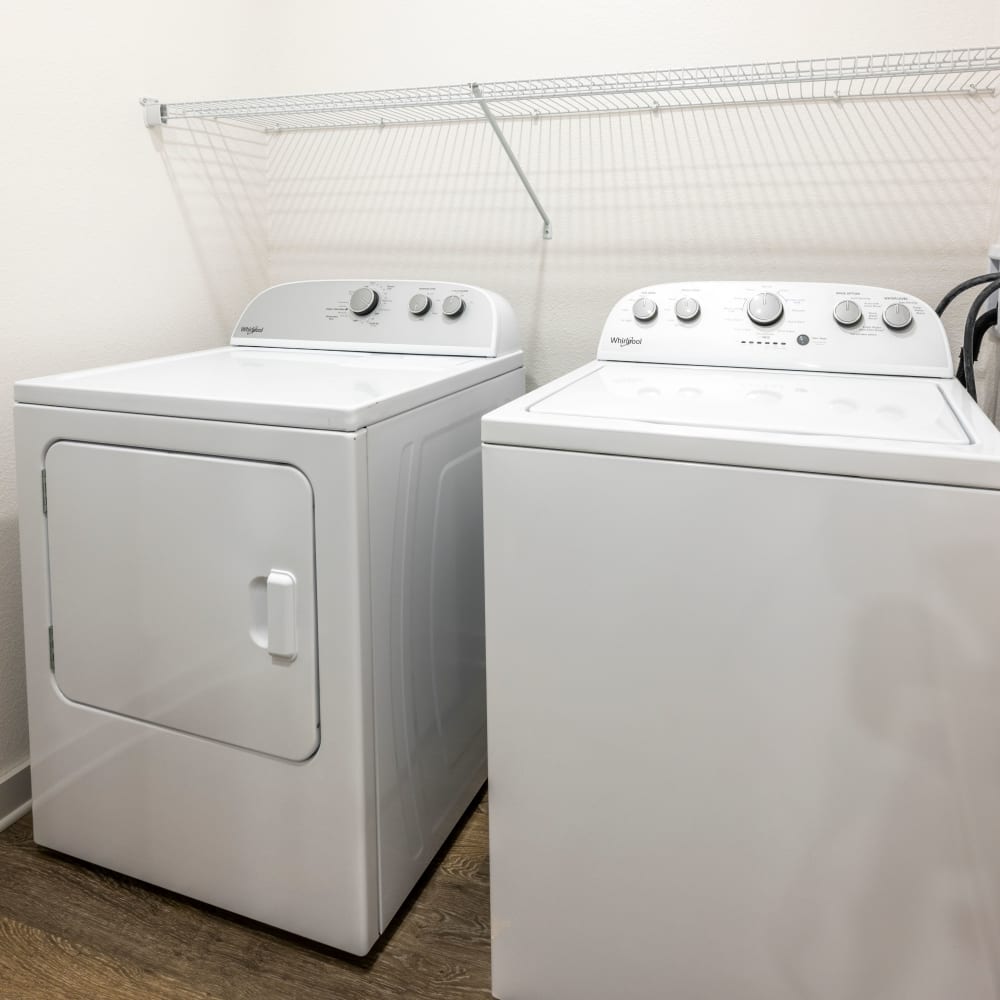 In-home washer and dryer in a model home at Novo Kendall Town in Jacksonville, Florida