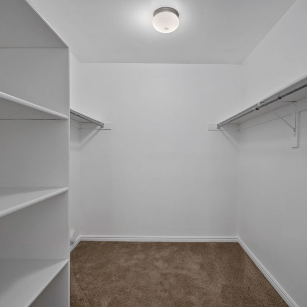 Closet with shelves at Falls at Hunter's Pointe in Sandy, Utah