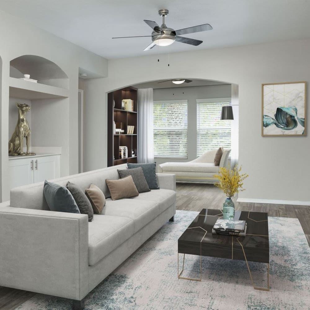 Living space with a ceiling fan at The Fairways at Lake Mary in Lake Mary, Florida