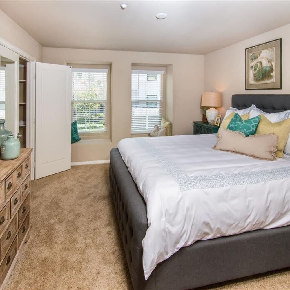 Cozy bedrooms at Piazza D'Oro in Oceanside, California