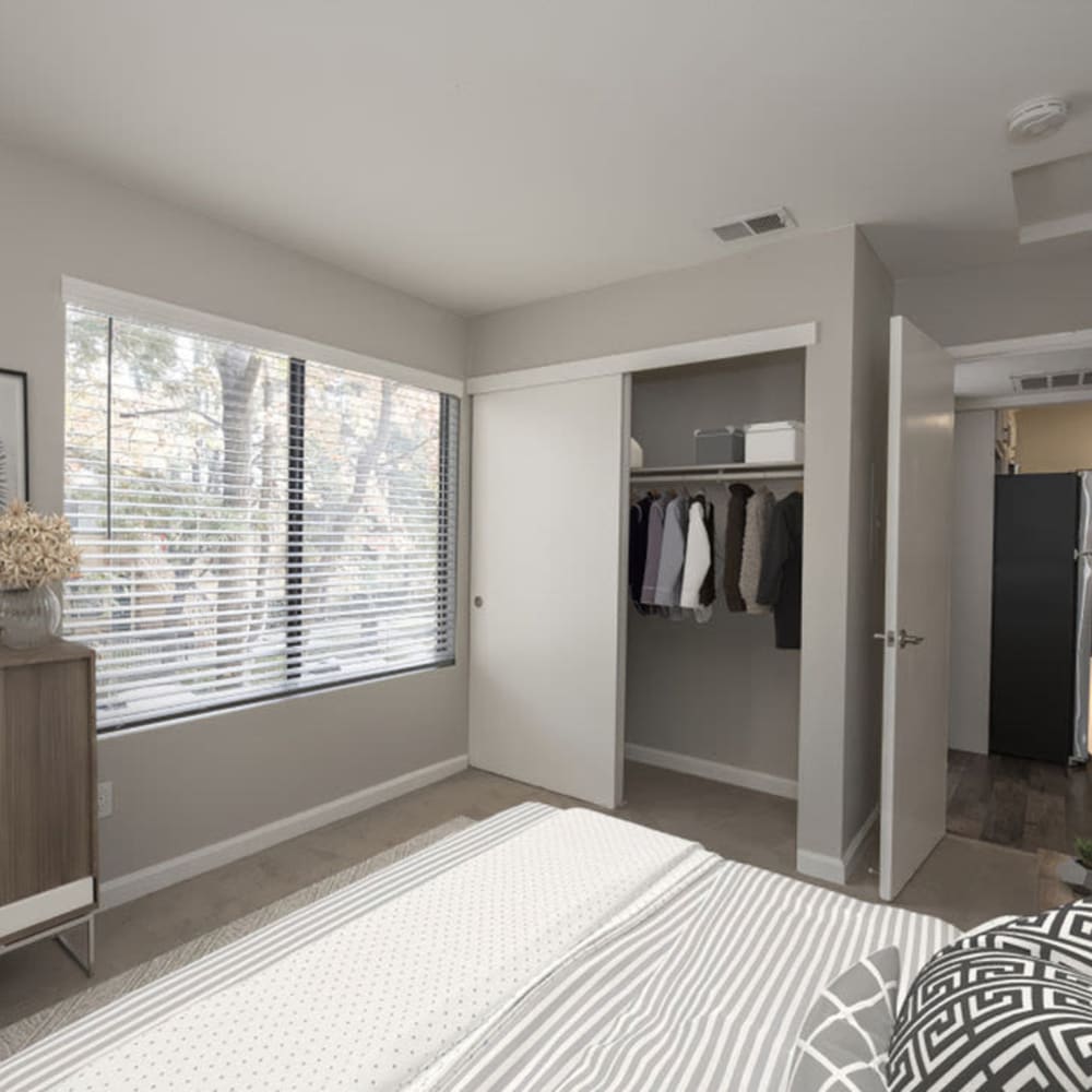 Bedroom with a large window at Azure in Antelope, California