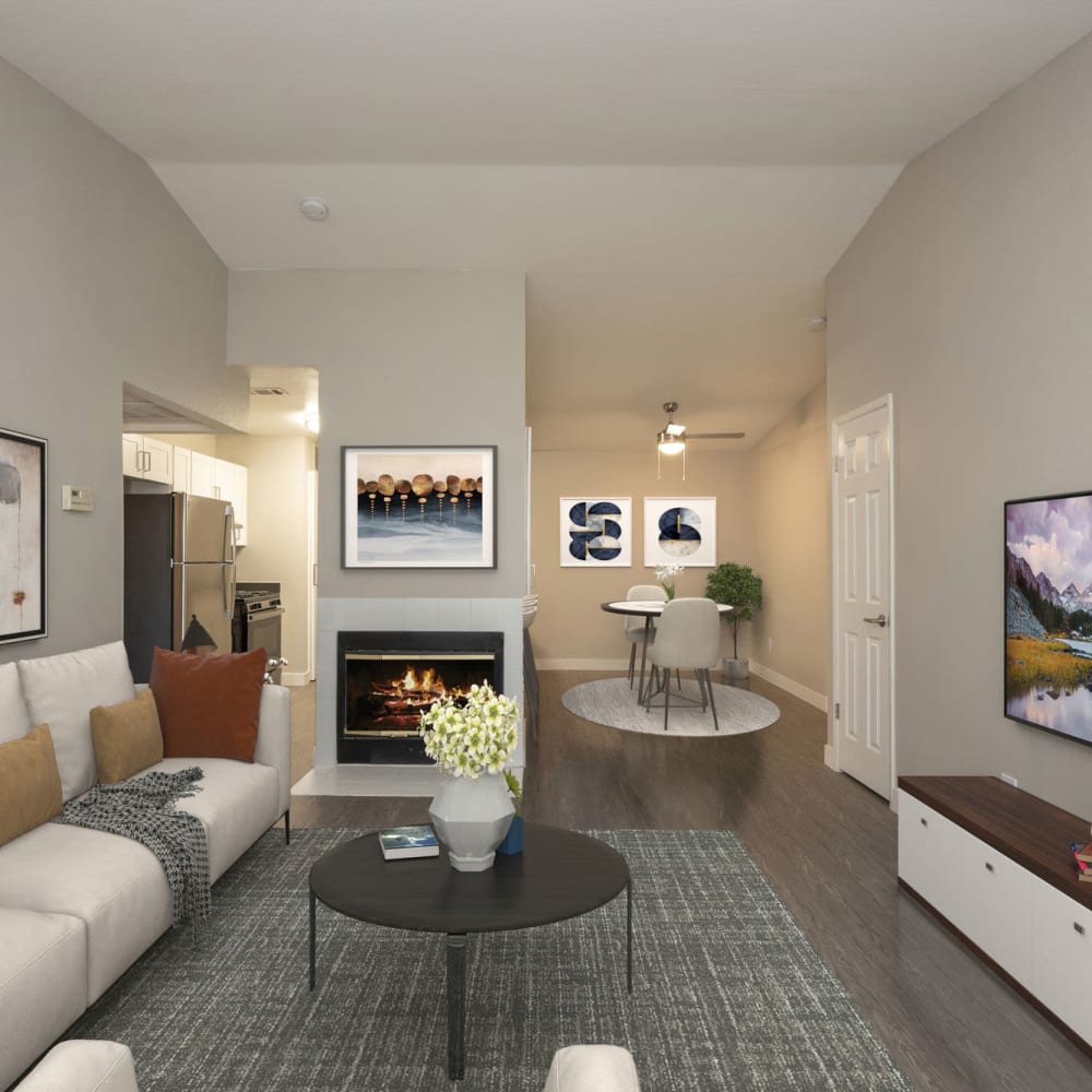Open living space at Azure in Antelope, California