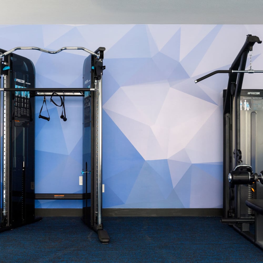 Fitness center with fitness machines at Azure in Antelope, California