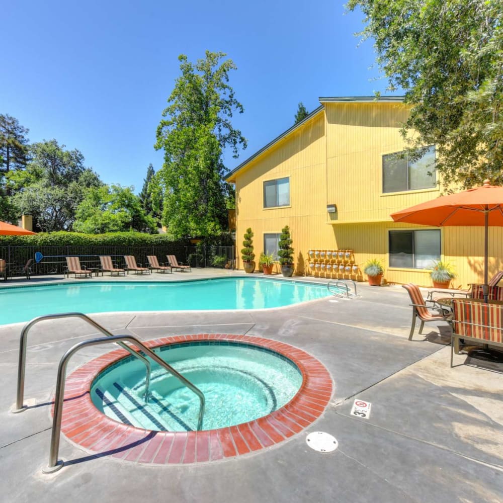 Swimming pool and spa at Azure in Antelope, California