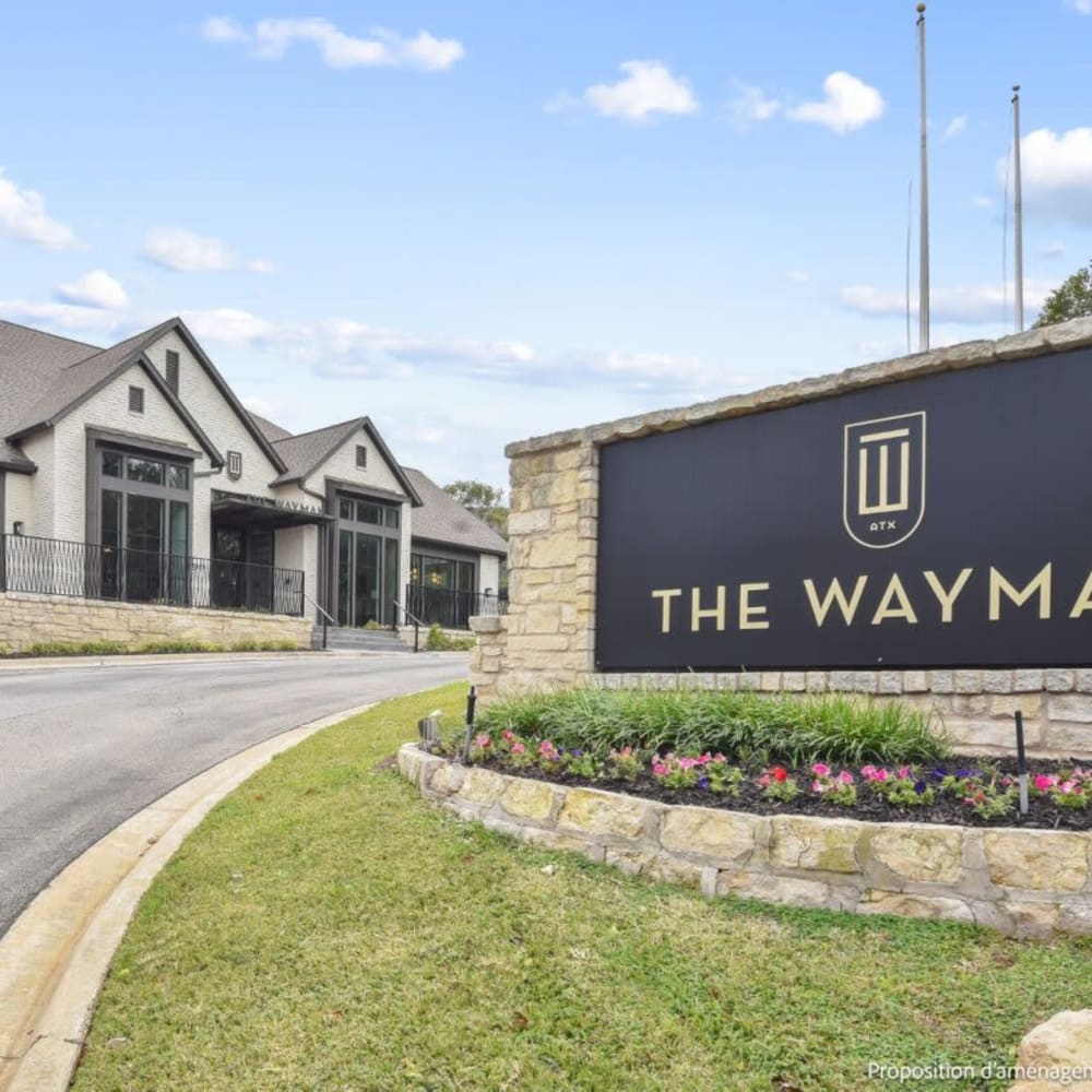 Front entrance sign at The Wayman in Austin, Texas 