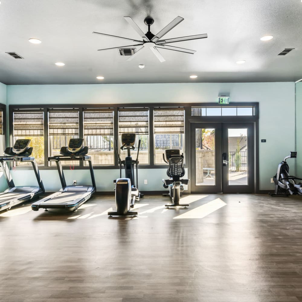 Fitness center with treadmill at Apex at Sky Valley in Reno, Nevada