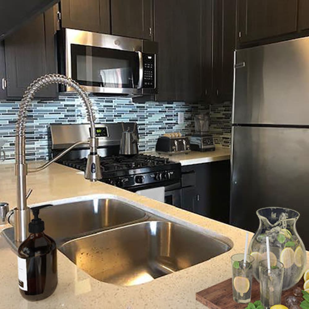 Modern kitchen at Blix32 Apartments in Toluca Lake, California