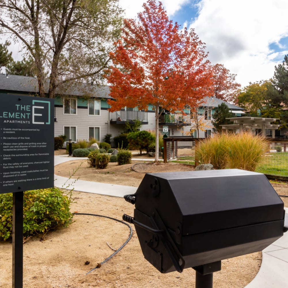 Grilling stations at The Element Apartments in Reno, Nevada