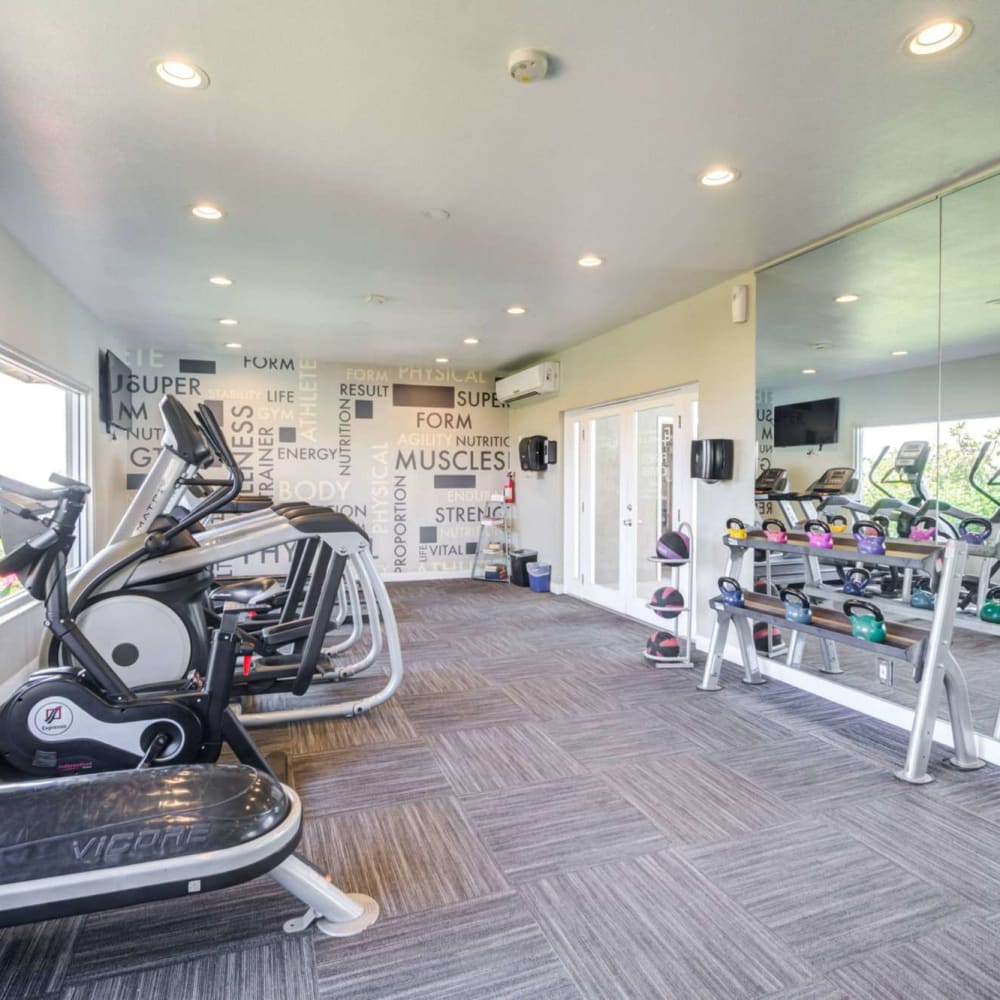 Fitness center at Emerald Hills in Monterey Park, California