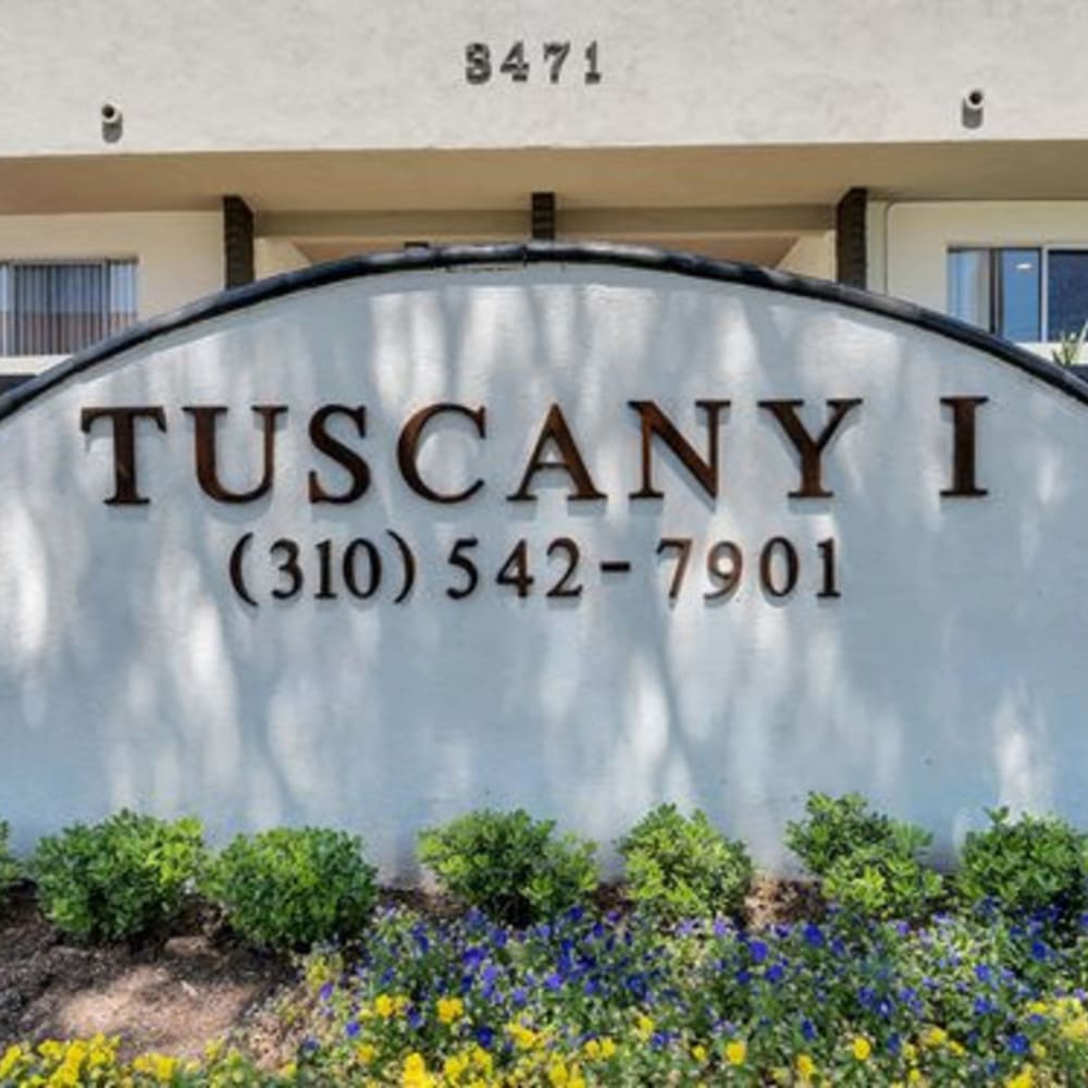 Exterior sign at Tuscany Villas in Torrance, California