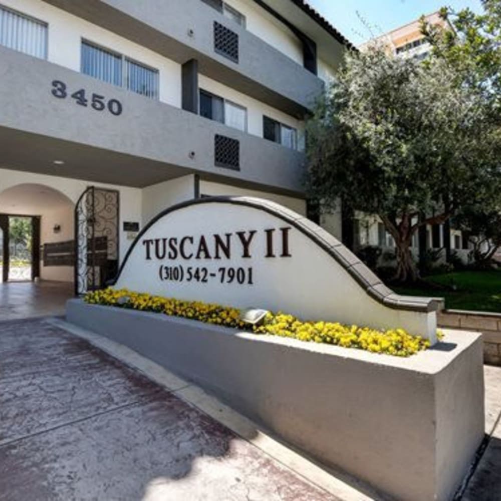 Exterior sign Tuscany Villas in Torrance, California