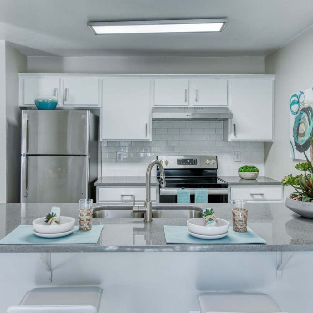 Kitchen at Ascent Townhome Apartments in Fresno, California