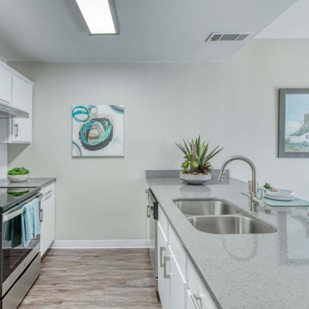 Kitchen at Ascent Townhome Apartments in Fresno, California