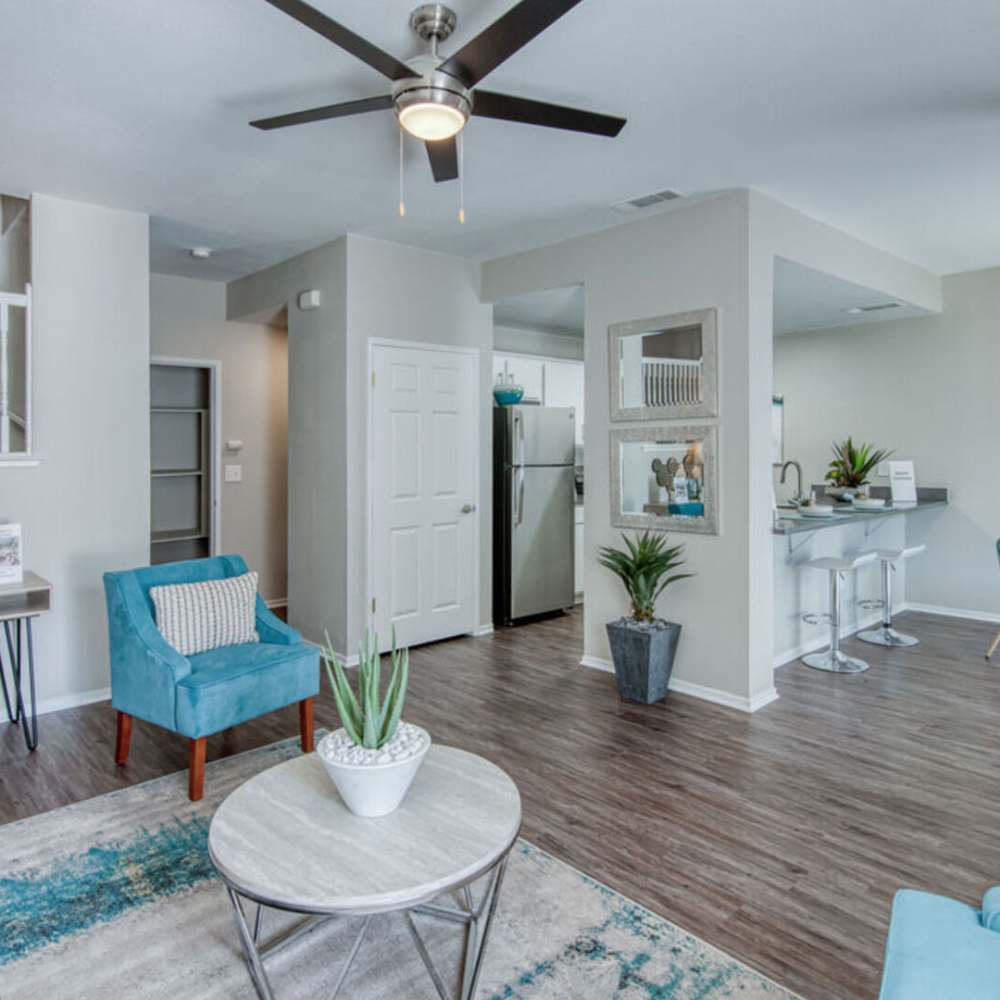 Living area at Ascent Townhome Apartments in Fresno, California