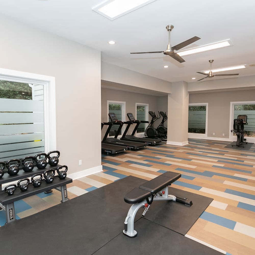 Fitness and weights room at The Prato at Midtown in Atlanta, Georgia