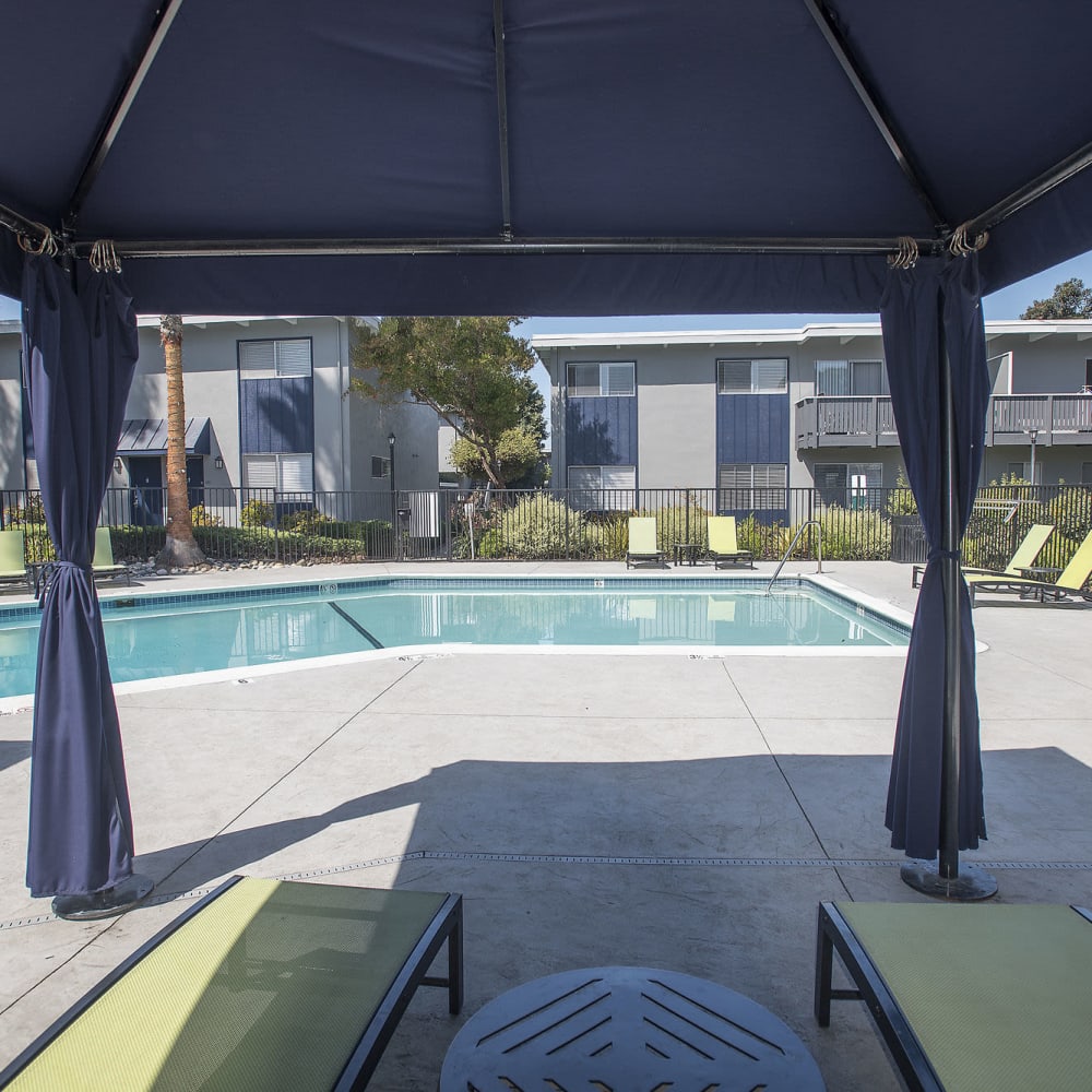 View from the cabanas of the swimming pool at Monterey Townhouse in Monterey, California
