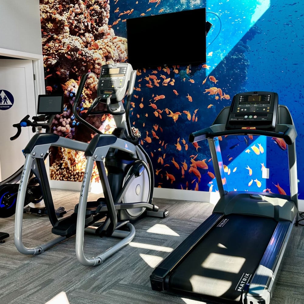 Fitness center with treadmills at The Shoreline at Monterey Bay in Marina, California